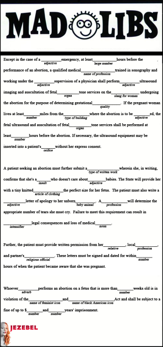 Illustration for article titled It's Time to Play Abortion Law Mad Libs!
